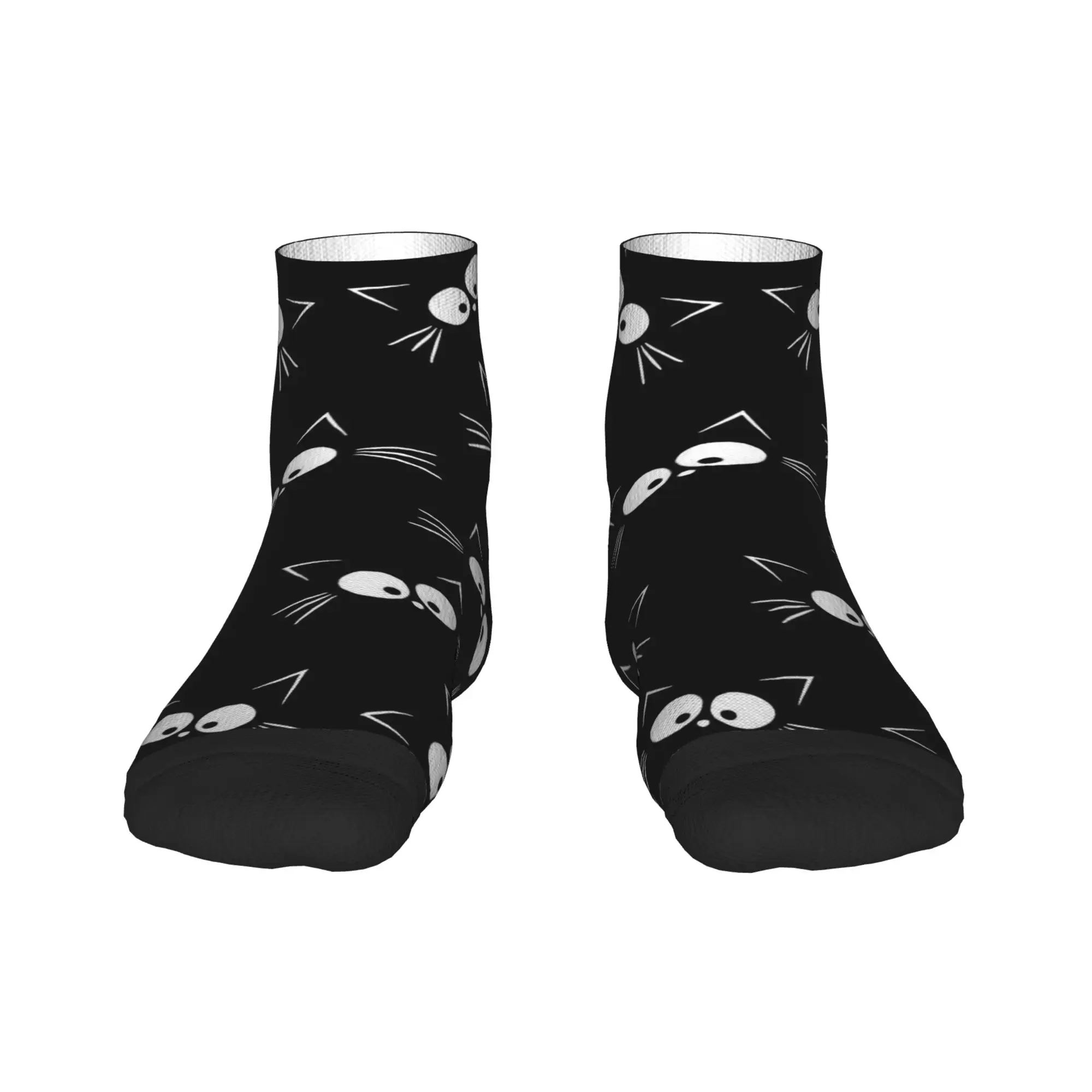Bonito gato preto padrão tornozelo meias masculinas qualidade na moda meia primavera esportes ao ar livre antiderrapante meias gráficas presente