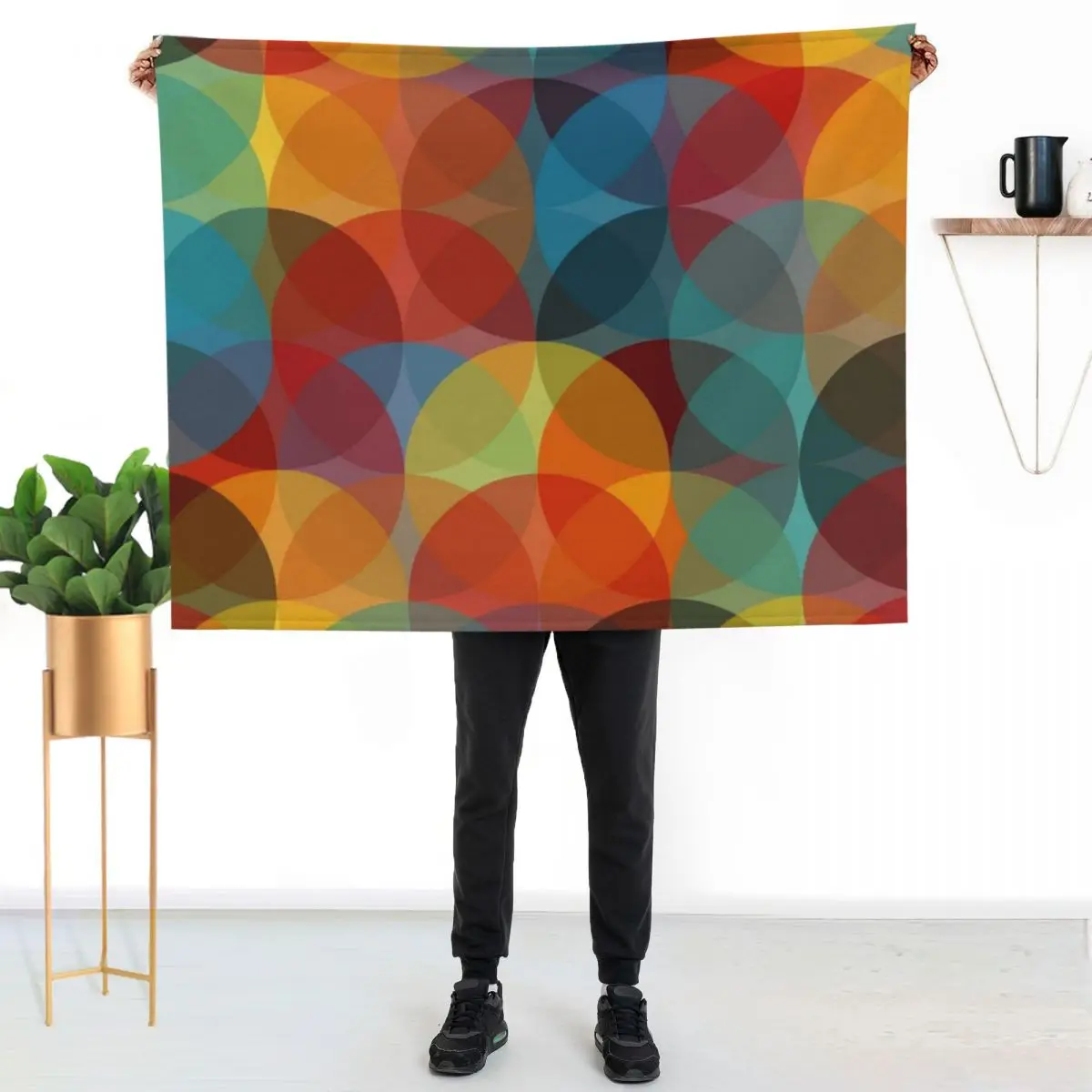 Mid Century Modern Circle Print 2 Throw Blanket for winter Moving Extra Large Throw Weighted Soft Big Luxury Brand Blankets