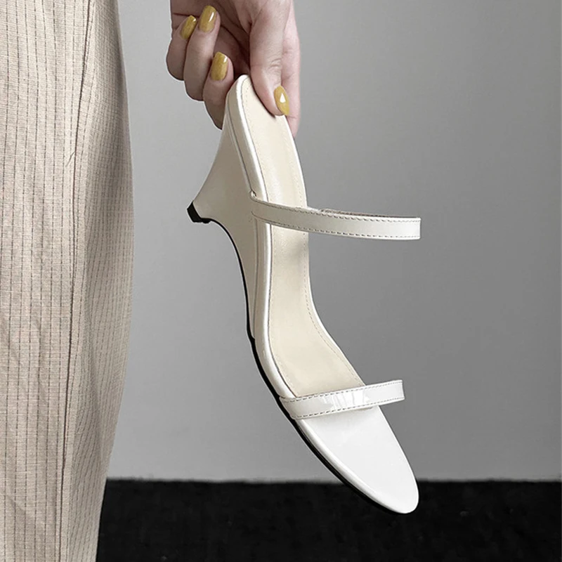 

Женские босоножки-мюли на каблуке, летняя обувь на высоком каблуке 7 см, женские шлепанцы с тонкой лентой, винтажные шлепанцы с открытым носком QN49