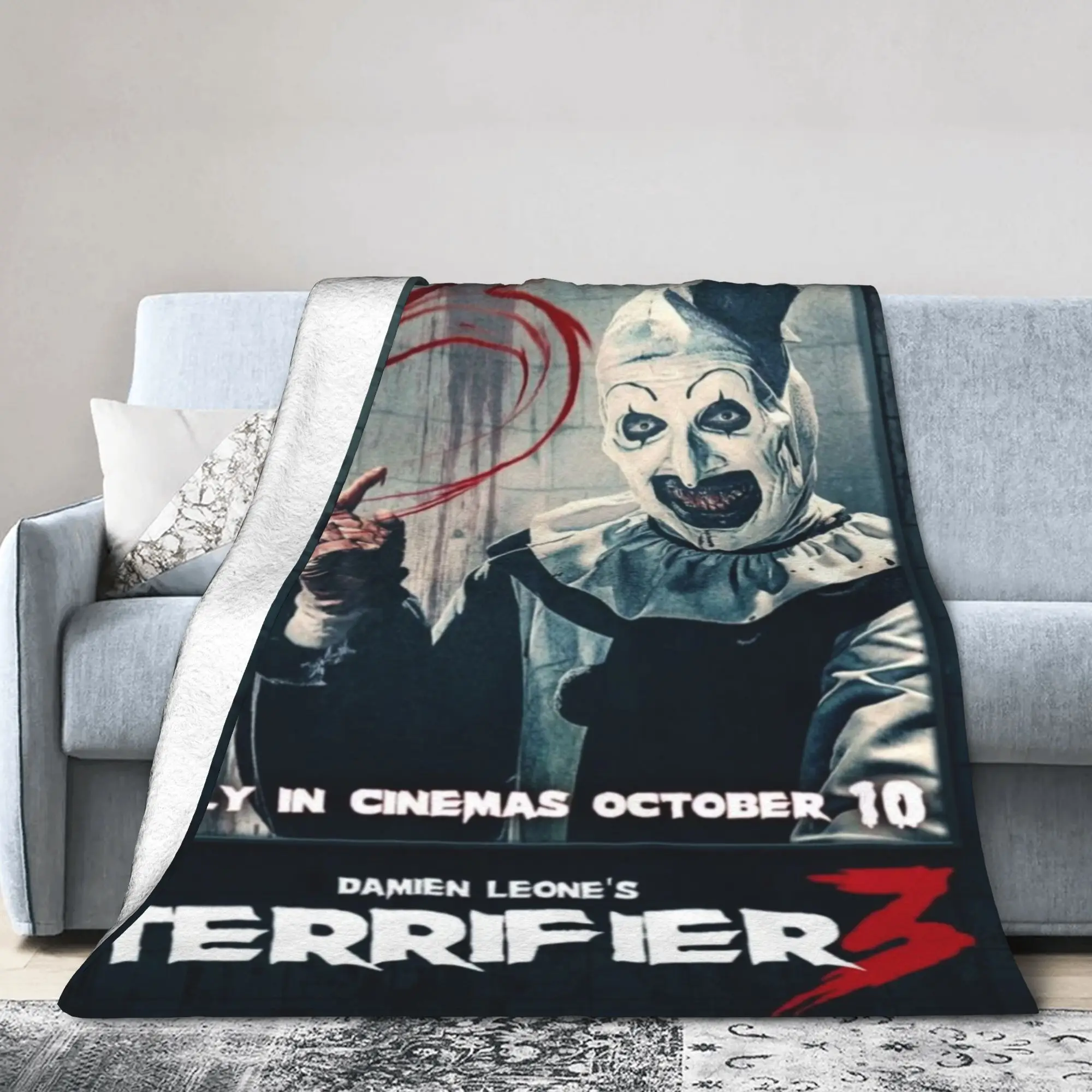 

Y2K Terrifier 3 Movie Blankets Ultra-Soft Flannel Comfortable Throw Blankets Machine Washable