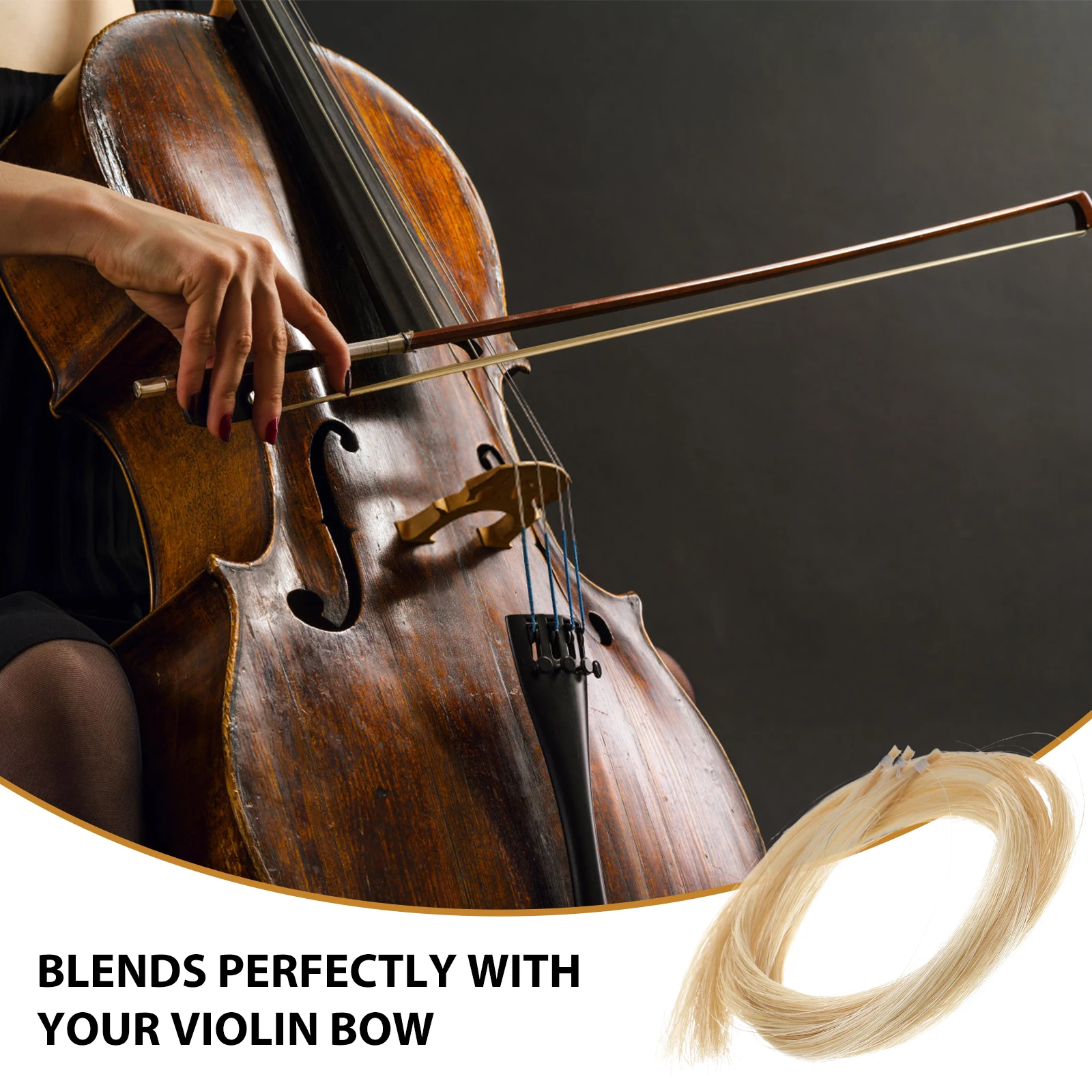 

3 Hanks Violin Bow Hair Premium Mongolian Horse Hair Replacement for Violin Erhu Cello Bow Parts Musical Instrument Accessories