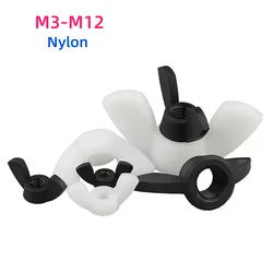 M3 M4 M5 M6 M8 M10 M12 Black/White Nylon Wing Nut Wingnut Butterfly Plastic Insulated Nuts