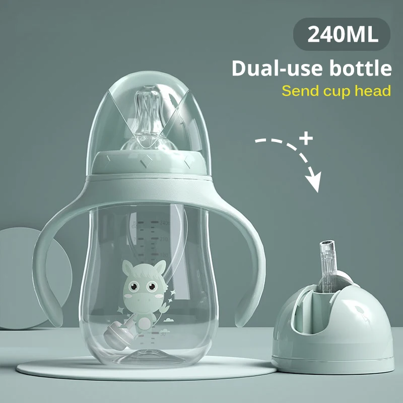 Baby bottles Drinking Cup Feeding Bottle Wide-Caliber Multifunctional   Drinking Milk Drinking Water Dual-use Bottle BPA Free