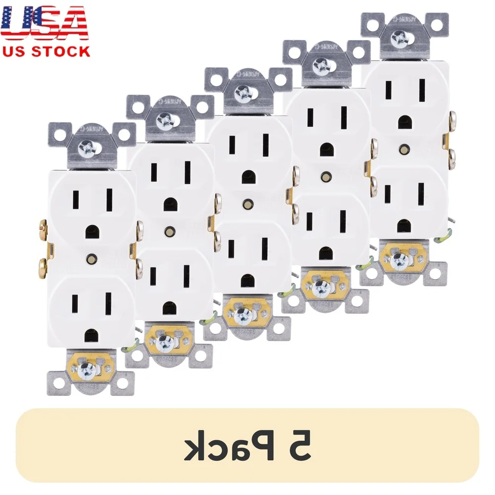 

5 шт., сверхмощная заземляющая дуплексная розетка, 15 А, 125 В переменного тока, быстрая установка, самозаземляющий зажим, бытовая техника, инструменты, лампы