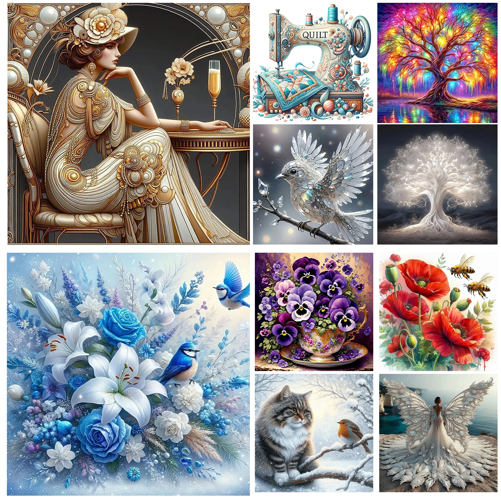 

Full DIY 5D Round Drill Gem Art Diamond Painting Kits with Frame 9.84x9.84in for Adults/Beginners Gift Idea Home Decor