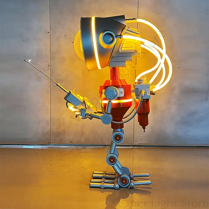 Modern Art Creative Luminous Robot Floor Lamp For Beside The Sofa Living Room Bedroom Standard Lamp Interior Lighting Fixture