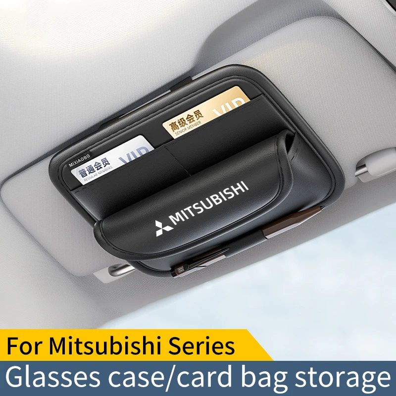 For Mitsubishi Outlander Lancer EX ASX Pajero L200 Car Sunshade Storage Bag Car Glasses Clip Card Bag Ticket Receipt Storage Bag