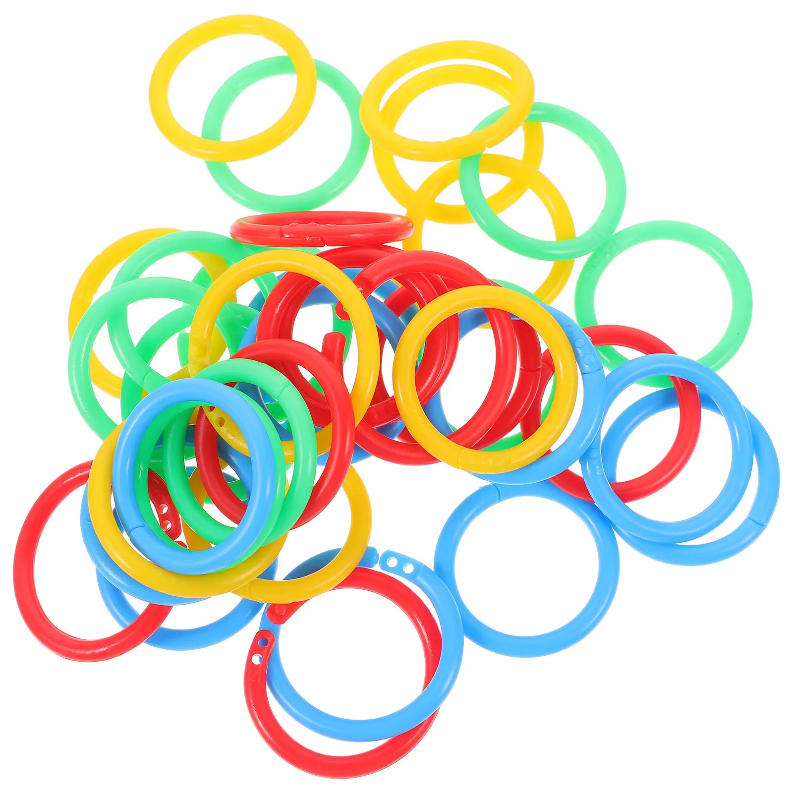 40Pcs Colorful Plastic Loose Leaf Binder Rings Flexible Book Rings for Scrapbooking Keychain DIY Organizer Notebook