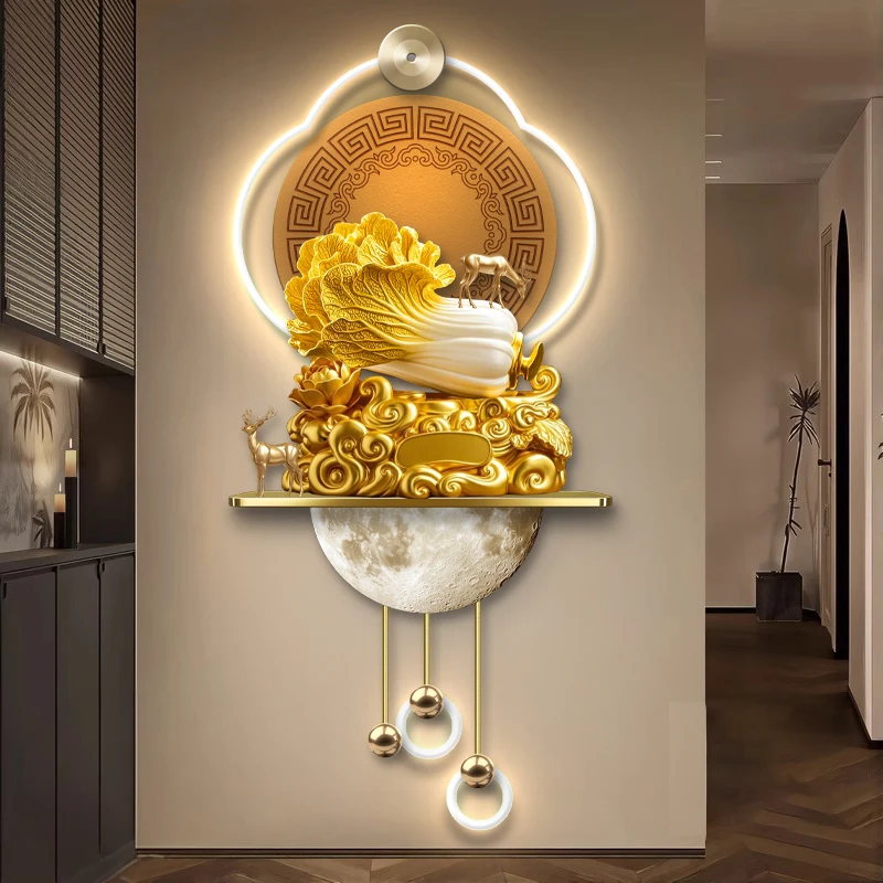 Mural Lights New Chinese Flowers Bloom A Living Room Bedroom Study Decoration Painting Koi Fish CorridorHanging Painting Style
