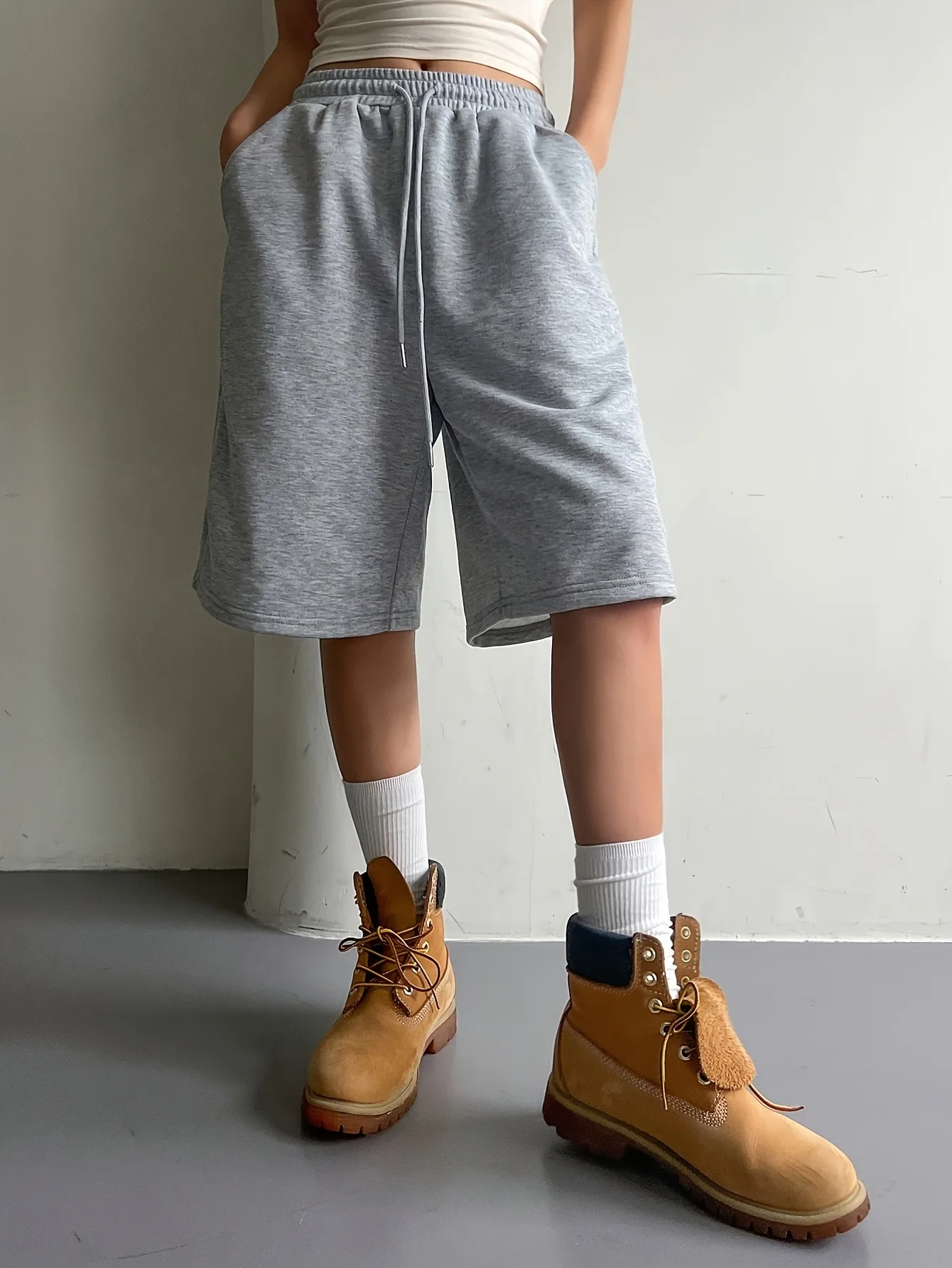 Casual Knit Shorts For Women High Quality Drawstring Elastic Waist Solid Basics Shorts Lady 2026