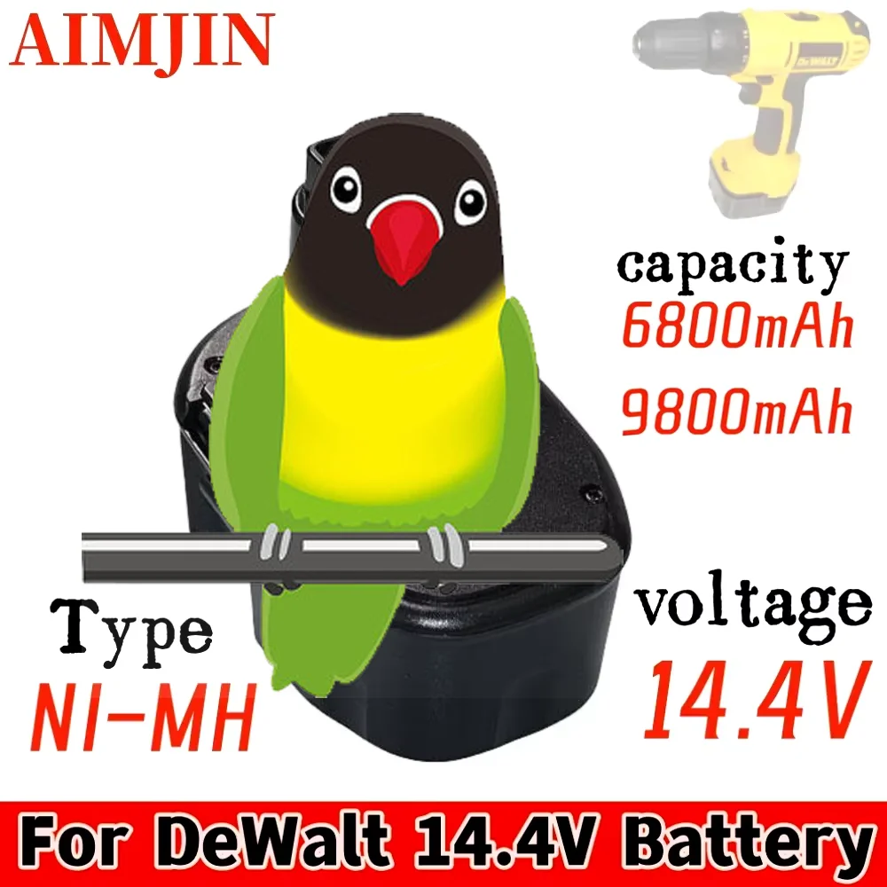 

14.4V Dewalt Ni-MH Replacement Battery 6800/9800mAh for 14.4V DC9091 DC9094 DW9091 DE9091 DE9092 14.4 Volt Cordless Power Tools