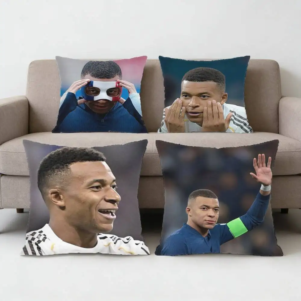 

France Football K-Kylian M-Mbappe Pillow Case Anti-dustmite Pillowcase Invisible zipper silky short plush Sofa cushion cover