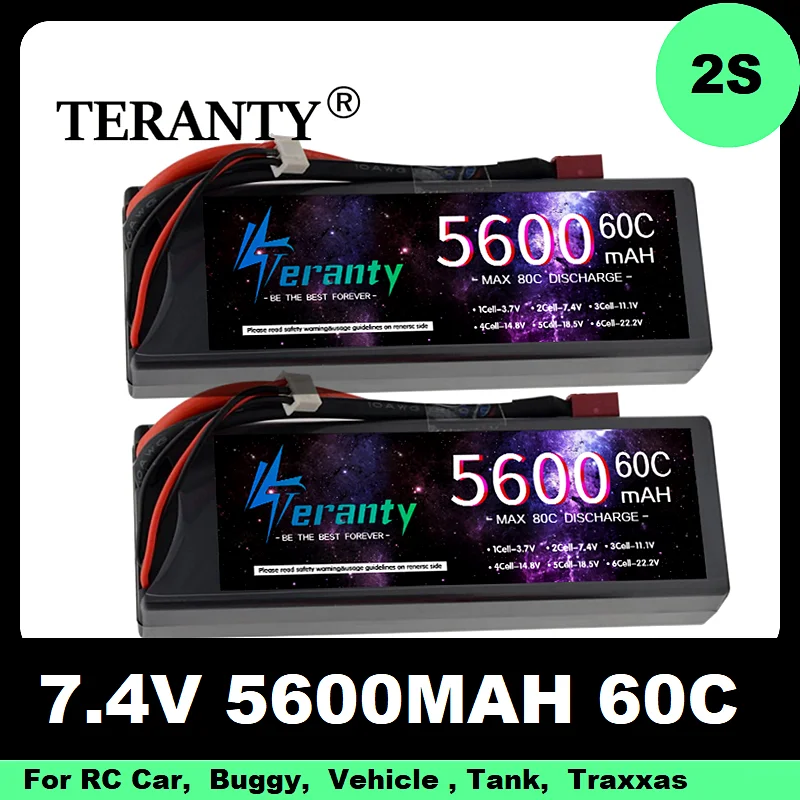 

TERANTY 2s 5600mAh 60C 7.4V Lipo Battery with XT90 Connector LiPo Battey for RC Car Quadcopter Helicopter Boat Airplane