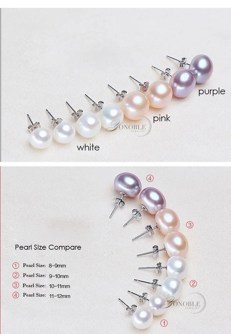 Echte Süßwasser-Naturperlen-Ohrstecker für Damen, weiße Perlenohrringe aus 925er Silber, Schmuck, Geschenk für Frau, Mutter, Geburtstag, Schwarz – Detail 2