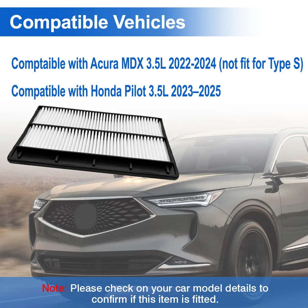 

17220-61A-A00 1722061AA00 Engine Air Filter For Acura MDX 3.5L 2022-2024 (not fit for Type S) For Honda Pilot 3.5L 2023–2025