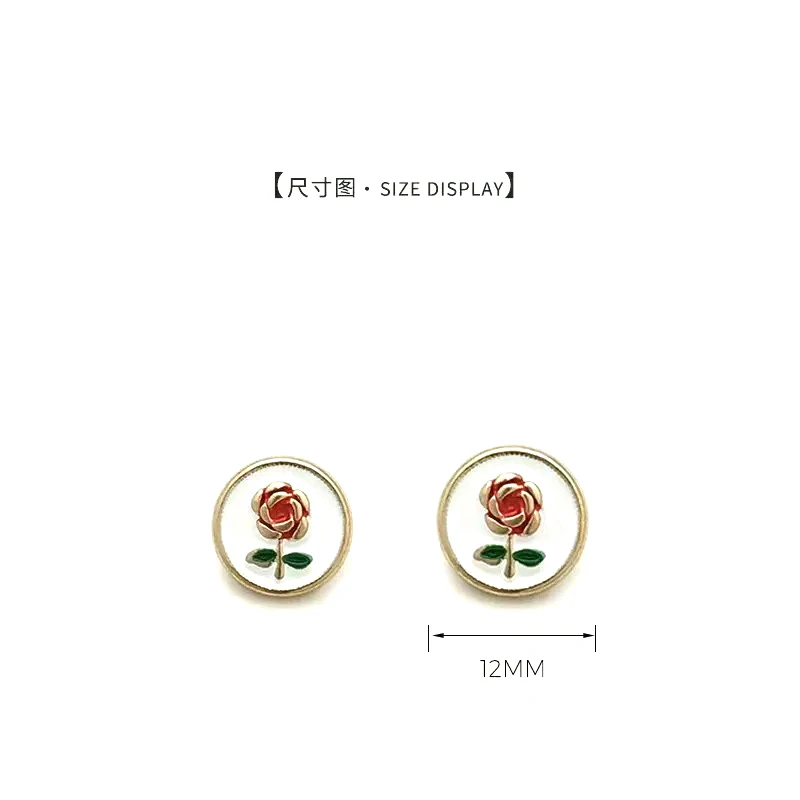 12mm 10Pieces/Batch Alloy Rose Round Handmade Sewing Accessories DIY Fashion Cardigan Jacket Decorative Buttons