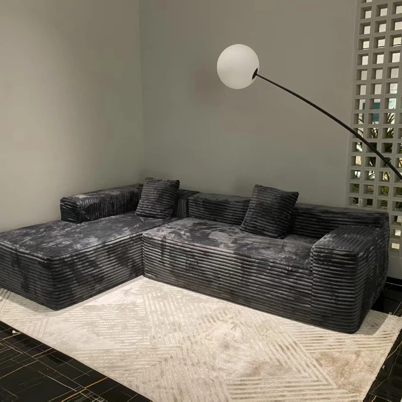 High quality modern L-shaped combination sofa comfortable corduroy fluffy design vacuum compression comfortable living room