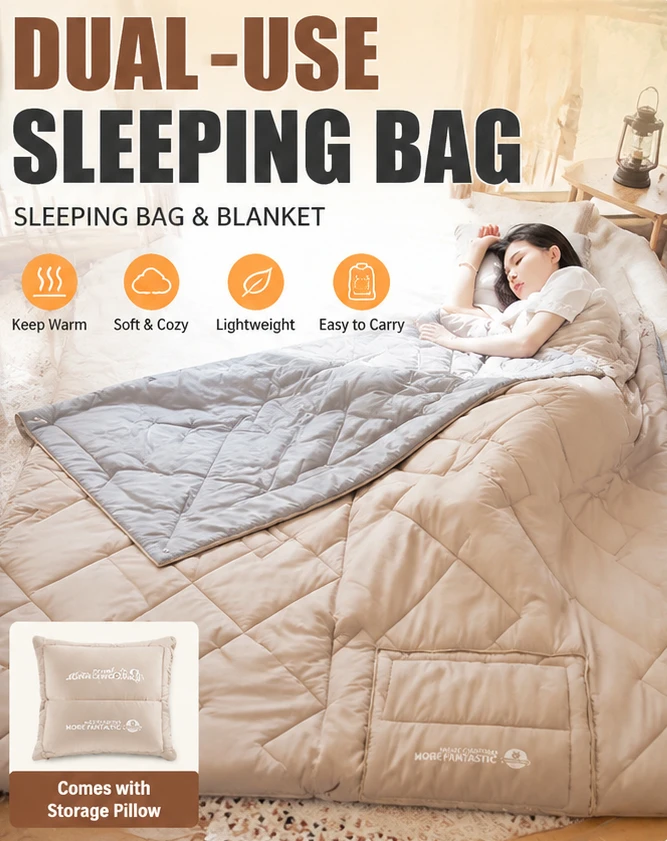Camping Sleeping Bag Blanket Quilt with Pillow Portable Outdoor Sleeping Gear for Travel Hiking Picnic Backpacking