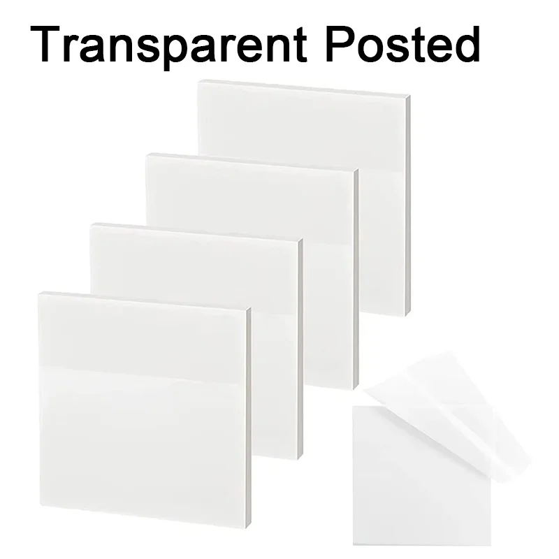 50 قطعة PET شفافة مقاومة للماء شفافة من خلال منصات ملاحظات لاصقة ذاتية اللصق للكتاب الشرح اللوازم المدرسية المكتبية