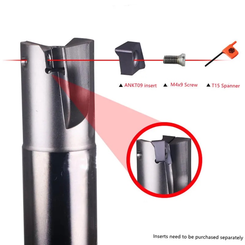 Barra de corte de fresado ANKT09 con inserto, mango ANKT09, aleación Cnc, varilla asismática endurecida, insertos de máquina, herramienta de corte de fresado