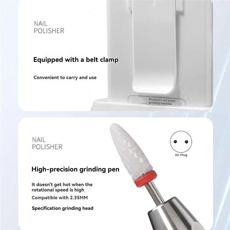 AB68 Nail Salon Portable Nail Polisher Brushless Electric Filler Machine For Acrylic Gel Removal(EU) EU Plug