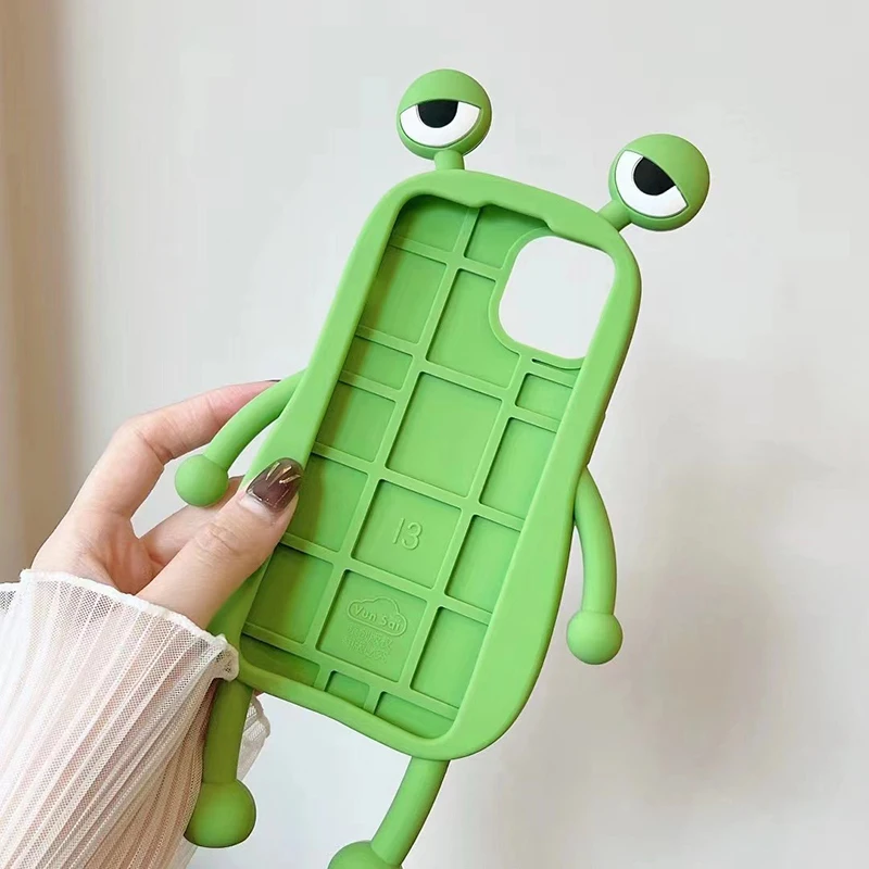Lustige, weiche 3D-Frosch-Handyhülle aus Silikon für iPhone 14 13 11 12 15 16 17 18 Pro Max XS 8 Plus, Cartoon, niedlich, stoßfest, Bumper-Cover – Detail 15