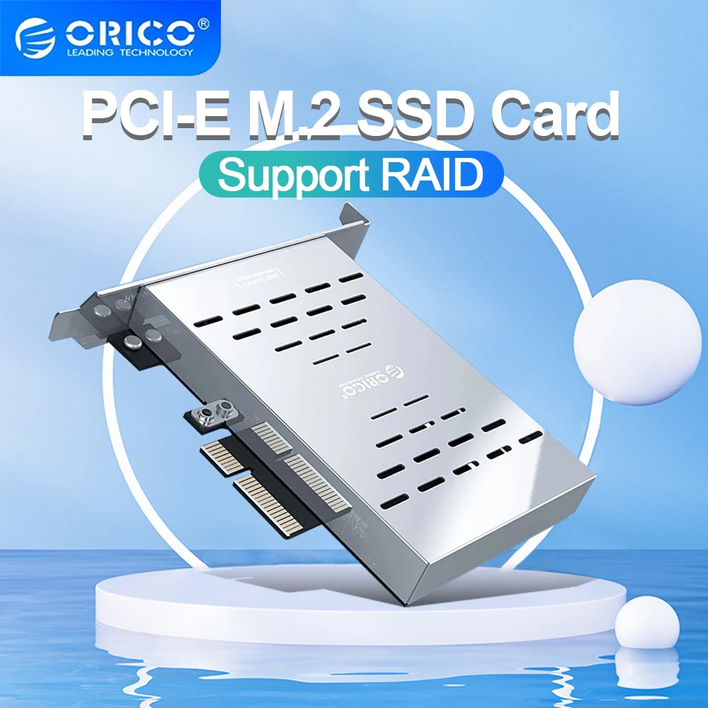 ORICO M.2 SSD Raid Card Disk Array Card PCI-E M.2 SSD RAID Card High-speed Raid Hard Drive Expansion Card Suppers RAID0/1 AHCI