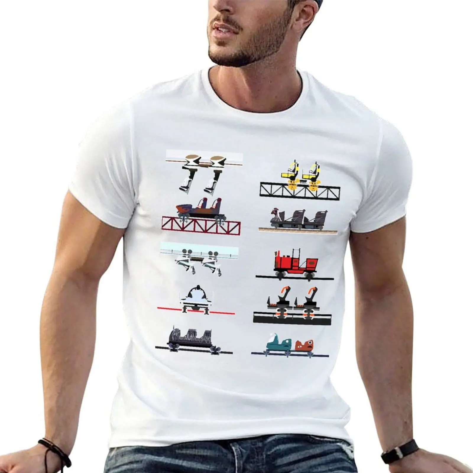 Alton Towers Coaster Cars Design Designer T-Shirt Holiday Outdoor T-Shirt