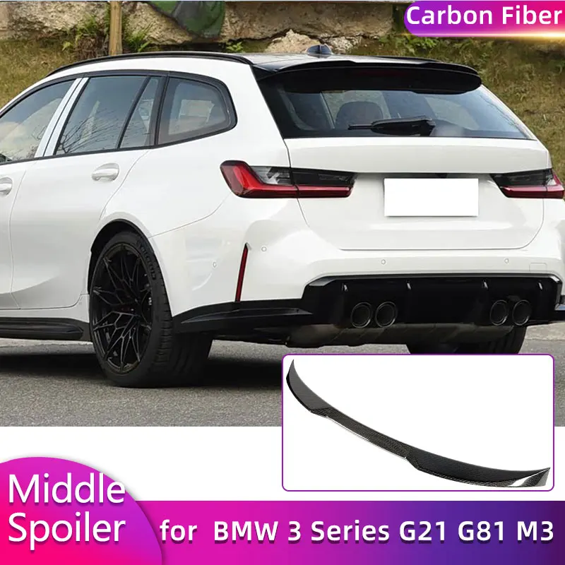 Full Carbon Fiber Rear Trunk Middle Spoiler Wings for BMW 3 Series G21 19-22 G81 M3 21-25 Car Rear Spoiler Mid Trunk Wing Lip