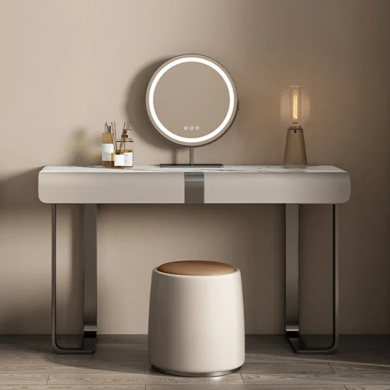 

Italian minimalist dressing table, bedroom light luxury slate leather powder table