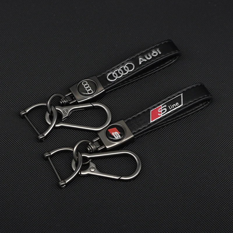 Porte-clés de voiture en cuir avec emblème Audi, cadeau pour Sline A4 A5 A1 A2 A3 A6 A7 A8 Q1 Q2 Q3 Q4 Q5 Q6 Quattro C6 B9 B6 S1 RS4 S3 RS5