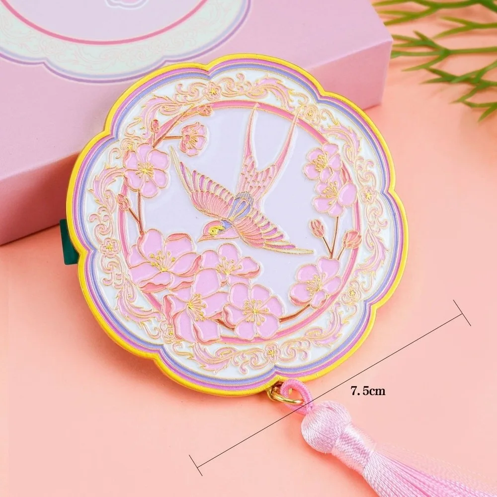 Portable Makeup Mirror Relief Design Chinese Style Handheld Mirror Metal Ancient-style Cosmetic Mirror Tourist Souvenirs