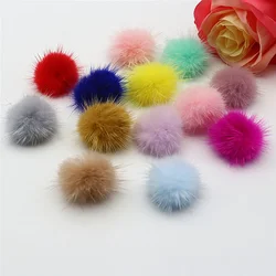 25mm 30mm 40mm pompon z futra norki wielokolorowe pompony do pierścionków, breloczków, butów i czapek ręcznie robiona biżuteria DIY akcesoria 5-10 sztuk