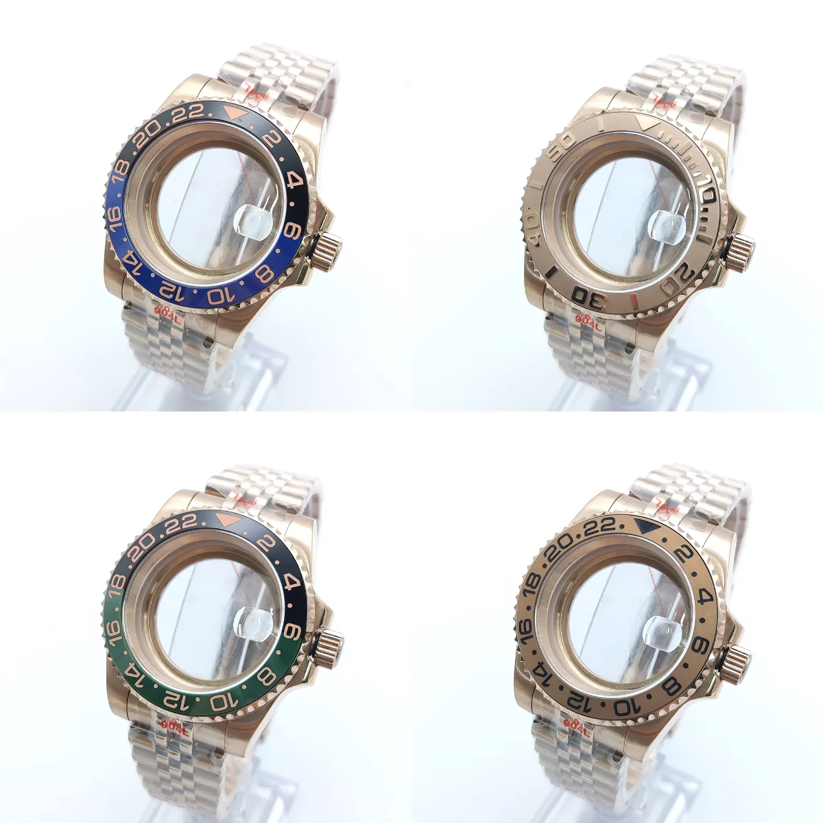 

Новый корпус часов NH35 из розового золота 40 мм для механизма NH35 NH36, корпус из нержавеющей стали, ремешок Oyster, прозрачная задняя панель