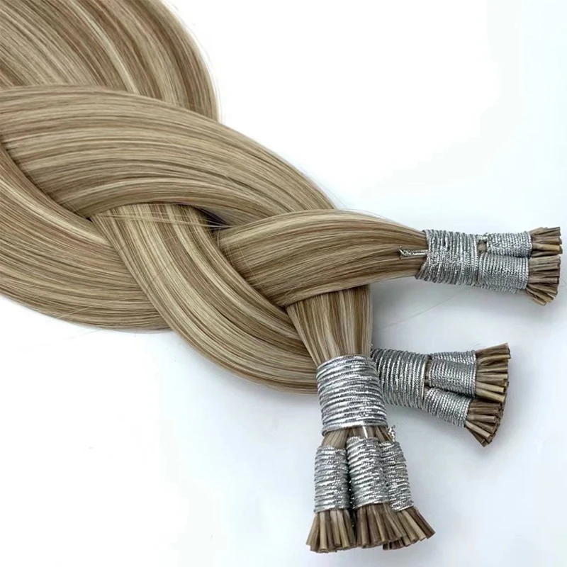 Straight I Tip Hair Extensions Natural Real Human Fusion Hair Extensions 50pcs/Set Keratin Capsule Brown Blonde Color 18-30inch