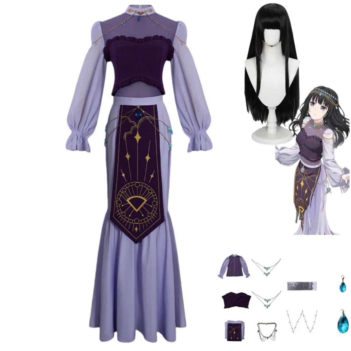 

Аниме BanG Dream! Shirokane Rinko Косплей Костюм Фиолетовое Вечернее Платье Длинная Юбка Аксессуары Парик Женский Сексуальный Маскарадный Костюм