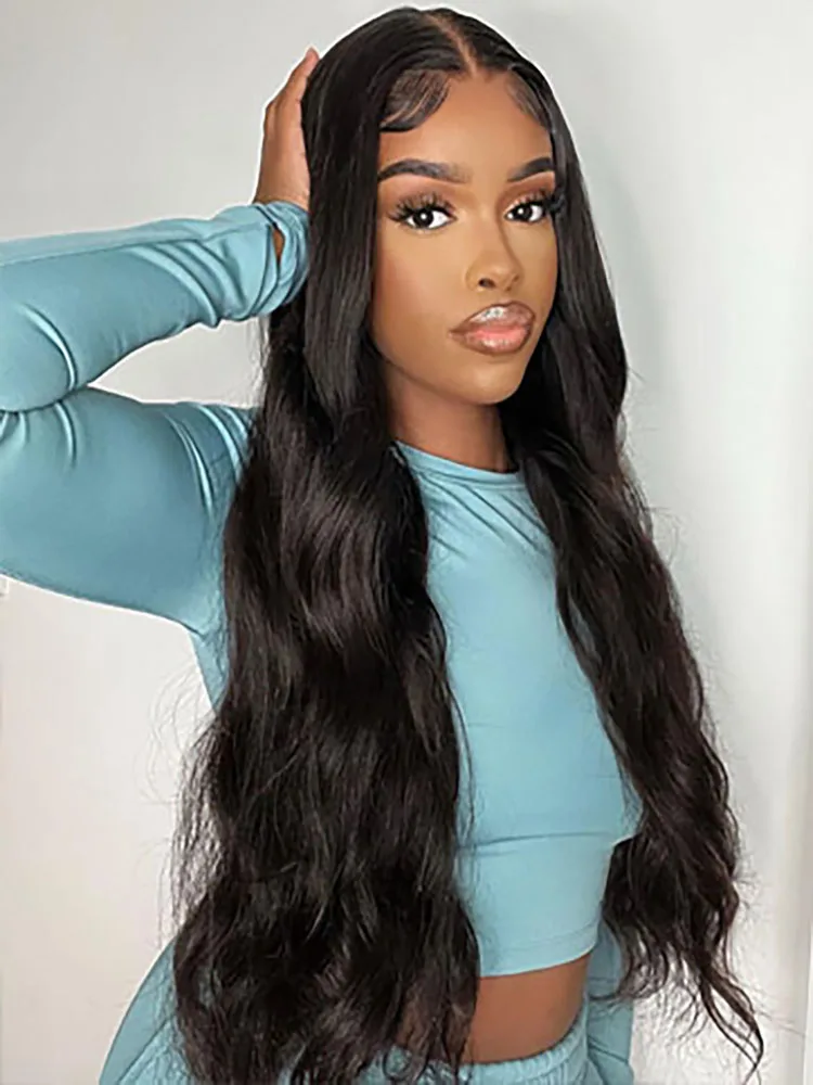 250% High 13x4 Lace Front Wig PrePlucked Density HD Transparent Body Wave Lace Frontal Human Hair Wig 30 40 Inch For Women