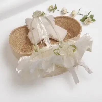 

Smooth Lace Wedding Basket Flower Girl Basket Bridesmaid Petal Holder Soft Polyester Fabric Perfect Wedding Party Accessory