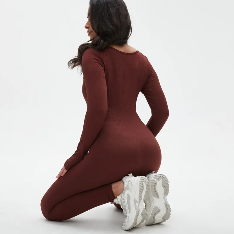 

Women Seamless Sports Bodysuit Long Sleeve Sportwear High Stretchy Skinny Jumpsuit Pants Gym Running Yoga Fitness Jumpsuit