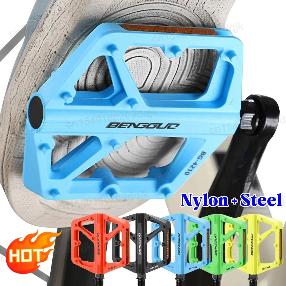 

Double DU Bearing Nylon Bicycle Pedals with Reflector Bicycle Platform Pedals Waterproof Cycling Safety Pedals Bike Accessories