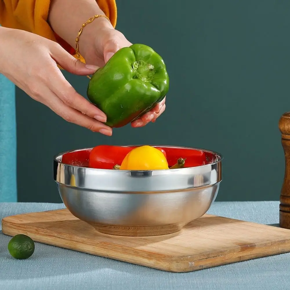 1Pcs 304 Stainless Steel Stainless Steel Bowl Double Layer Children's Canteen Soup Rice Bowl 12/13/14/15/16/18cm Thickened