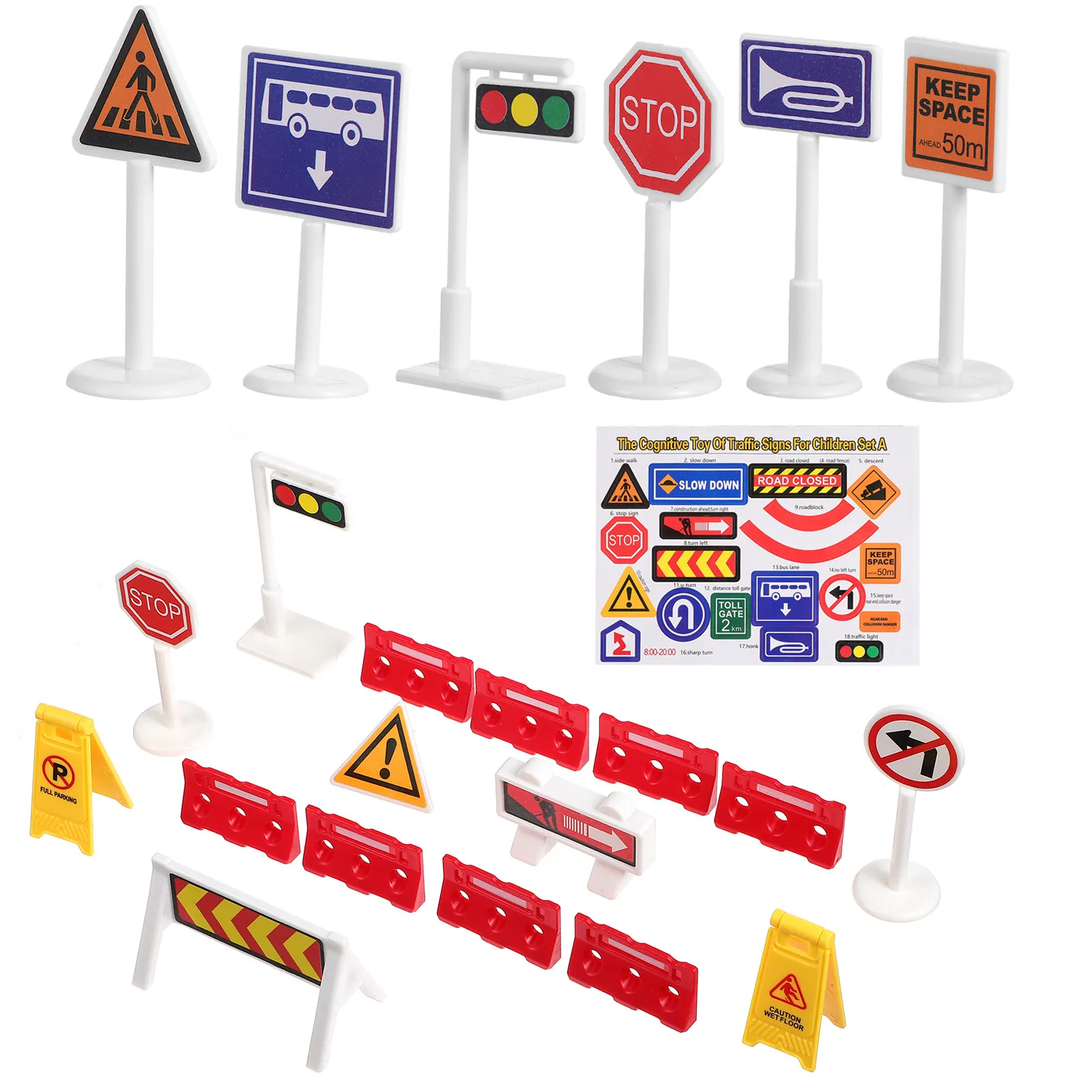 

Street Signs Playset for Kids Traffic Safety Teaching Set Simulation Road Signal Signs Traffic Light Models Sand Table Learning