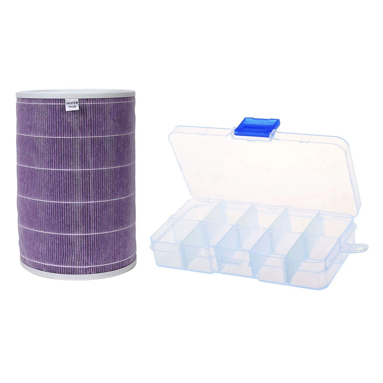 A99T 1Pcs Clear Compartments False Nail Art Tips Storage Box & 1Pcs Air Filter Cartridge Filter Elements