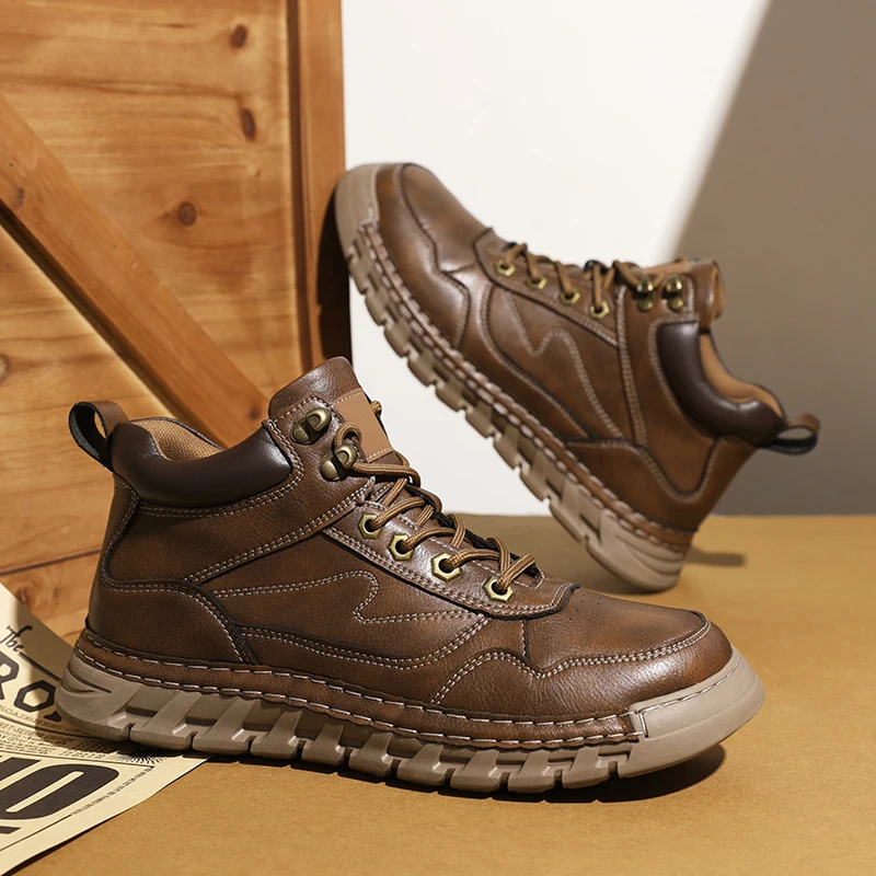 

Men High Top Casual Shoes with Flat Bottom Straps Comfortable Durable Casual Men Shoes