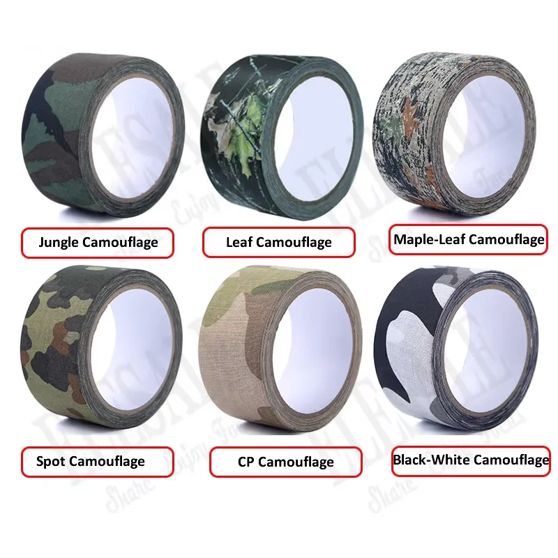 1 Roll 5cm*5m Camouflage Self-Adhesive Tape Anti-Skid Warning Hide Cover Tape For Outdoor Sports Hunting Fishing Cover