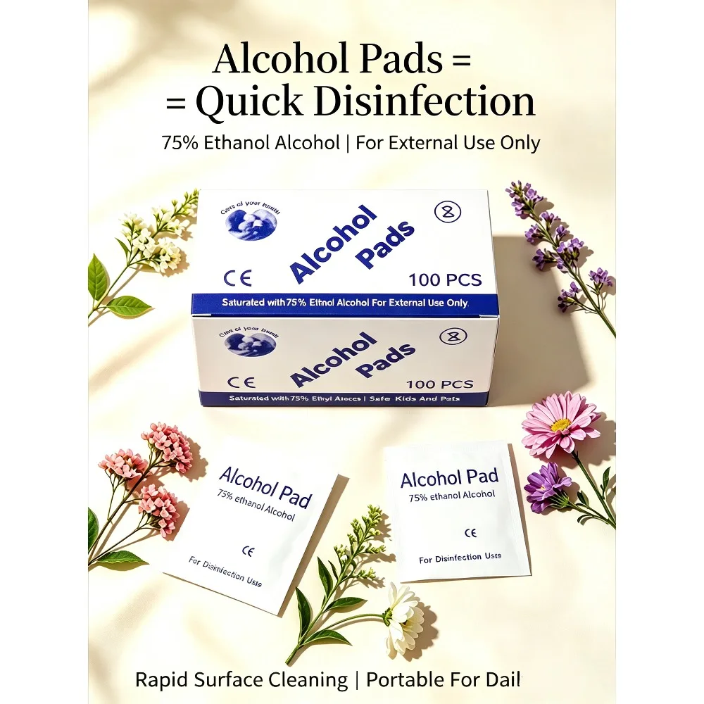 75% Alcohol Cotton Pads, Multi-Functional Cleaning Wipes for Glasses/Screens/Lenses, Individually Wrapped for Easy Carrying