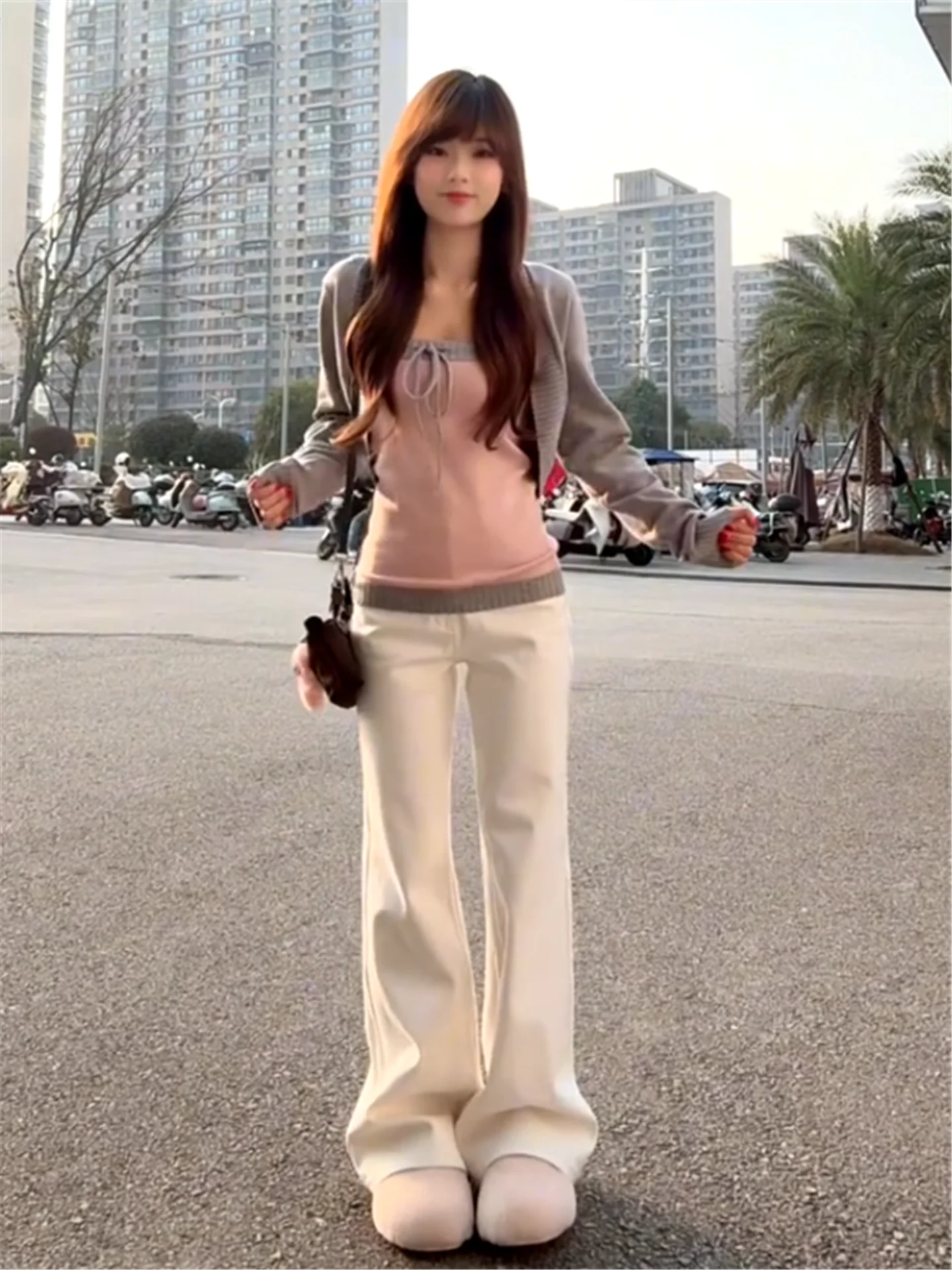 

American Vintage Low Waist Flared Jeans Women's Loose Drapey Sexy Casual Pants Spring Cotton Soft Washed Commute Friendly