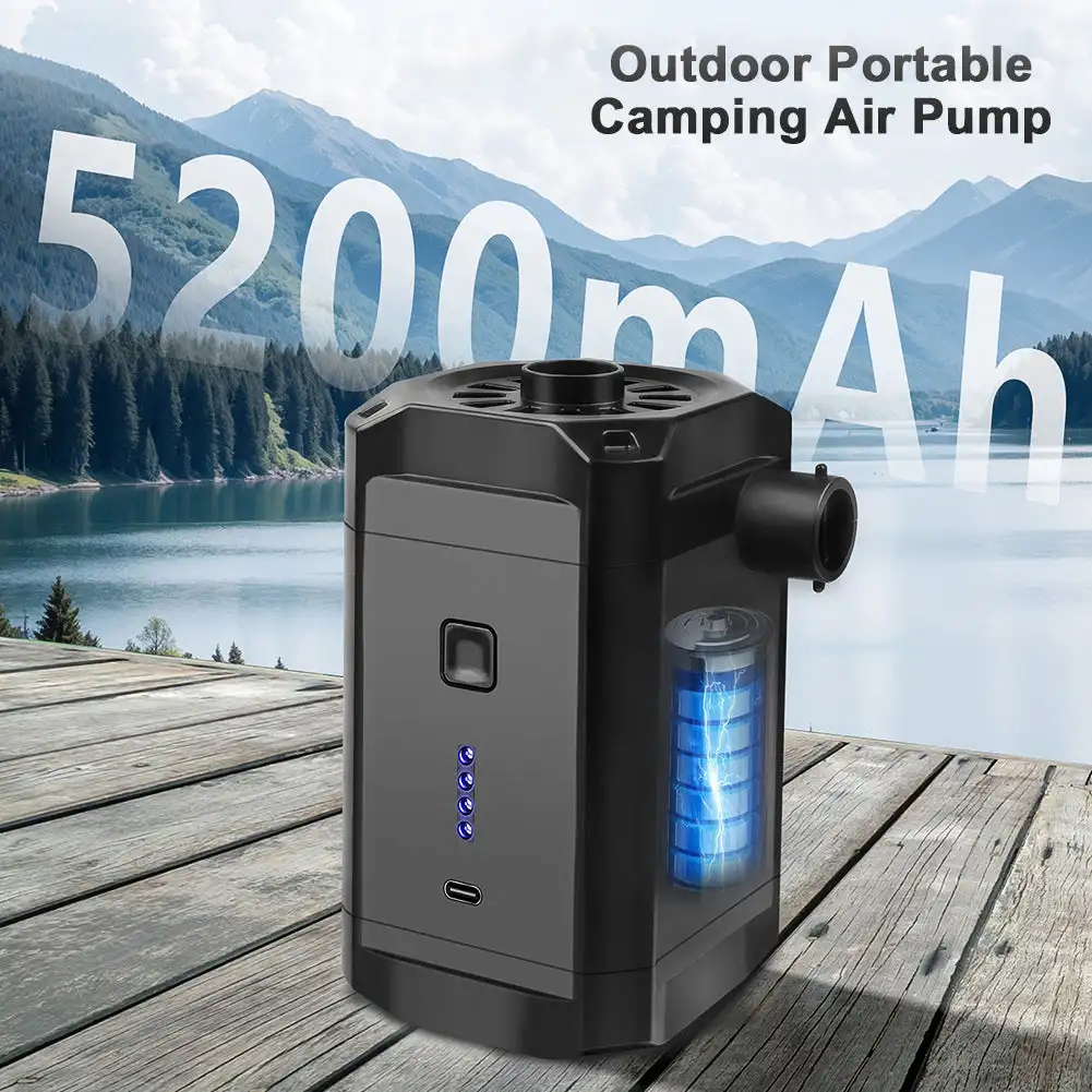 Electric Air Pump Inflator Air Compressor Battery Rechargeable Portable For PVC Boat Mattress Inflatable Pool Raft Tyre Balls