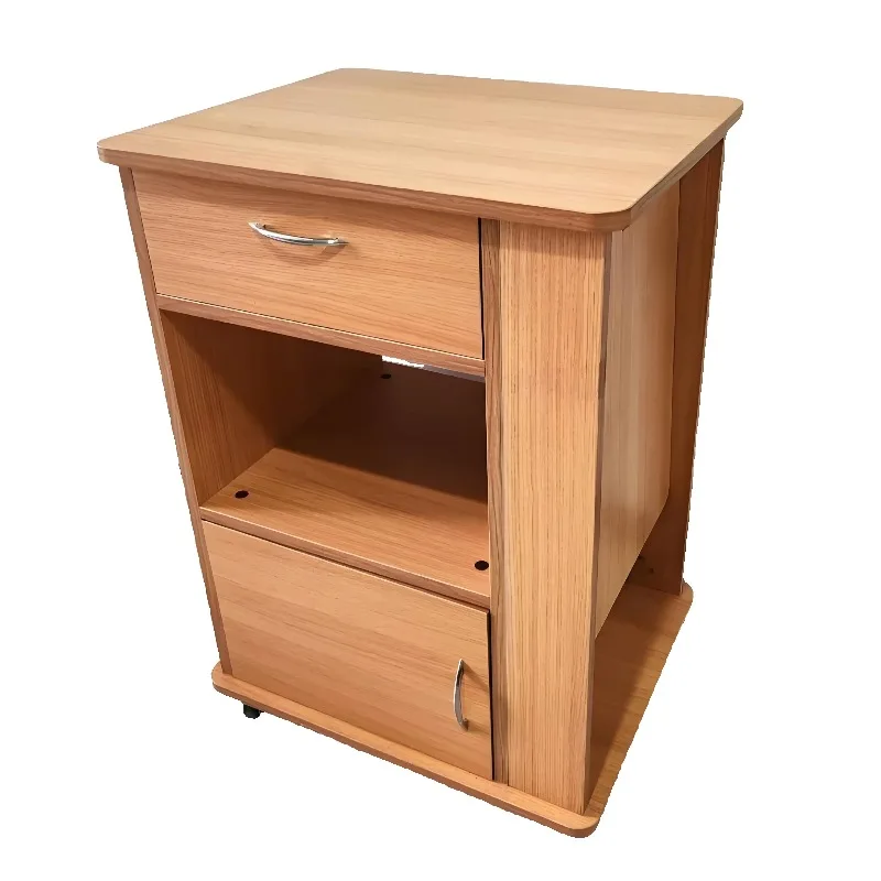 خزانة خشبية عملية قابلة للسحب مخصصة من الشركة المصنعة، عجلات طاولة بجانب السرير في المستشفى، أثاث تخزين خزانة صالون التجميل #3