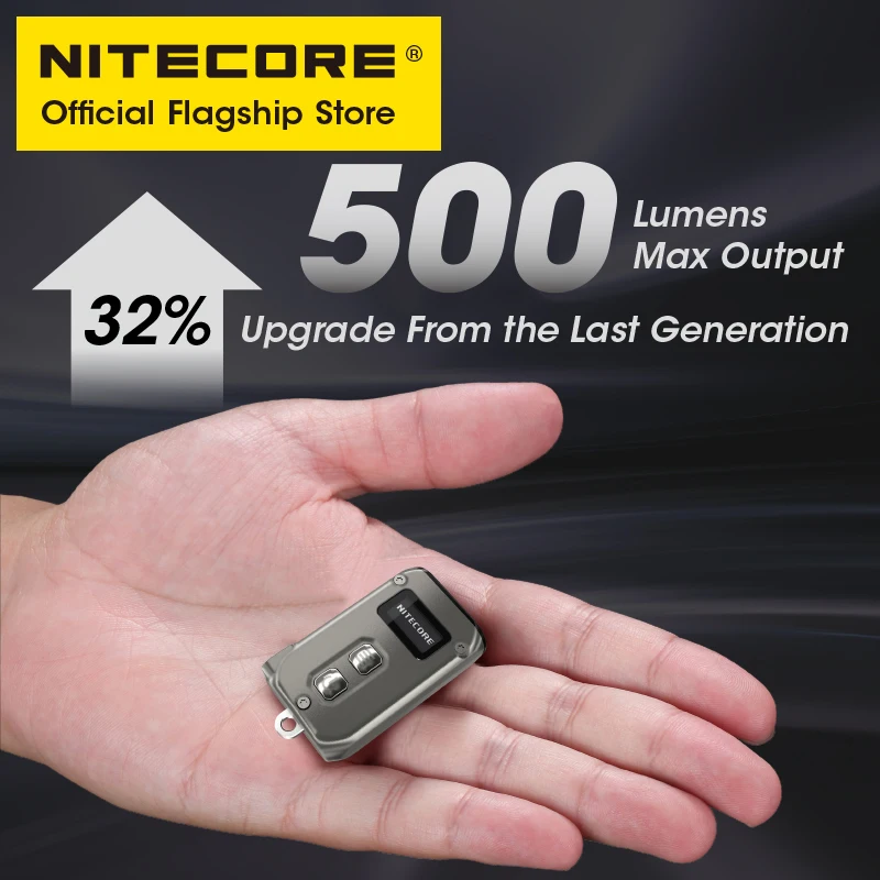 NITECORE TINI2 Ti Умный брелок для ключей светильник EDC Мини двухъядерный фонарик USB-C перезаряжаемый 500 люмен титановый, литий-ионный аккумулятор